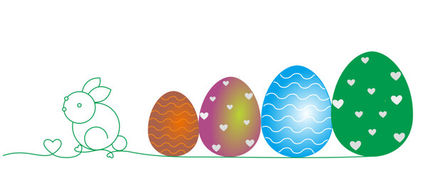 line art easter eggs and rabbit vector for easter day
