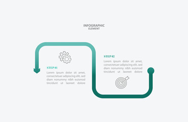 2 step infographic template design vector with Arrow and line for business company and presentation 