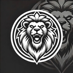 Fototapeta premium Alpha Predator: Stylized Lion Emblem