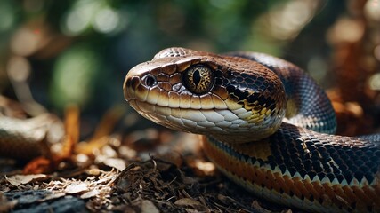 Obraz premium Puffing Snake - Phrynonax poecilonotus is a species of nonvenomous snake in the family Colubridae. The species is endemic to the New World.