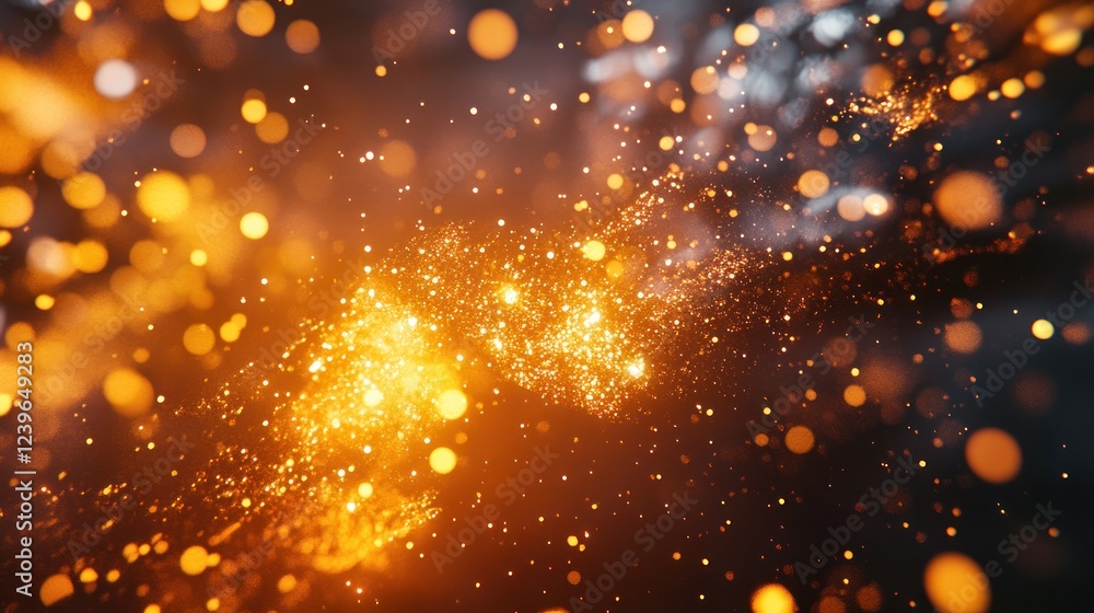 Poster abstract golden light bokeh particles background with sparkling effect