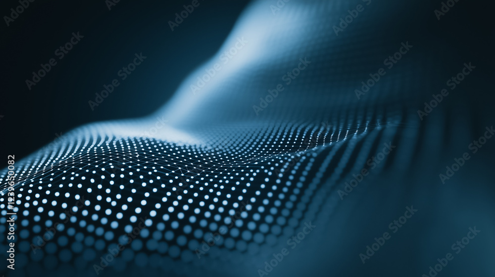 Poster abstract digital landscape: a mesmerizing digital landscape with flowing lines and dots, creating a 