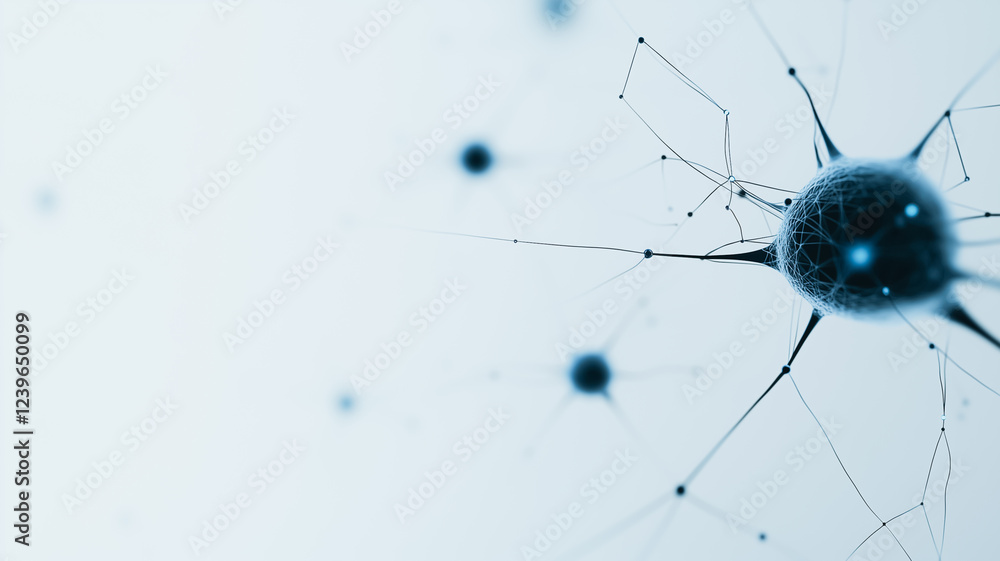 Poster neural network connection: abstract microscopic view of interconnected neurons, visualizing complex 