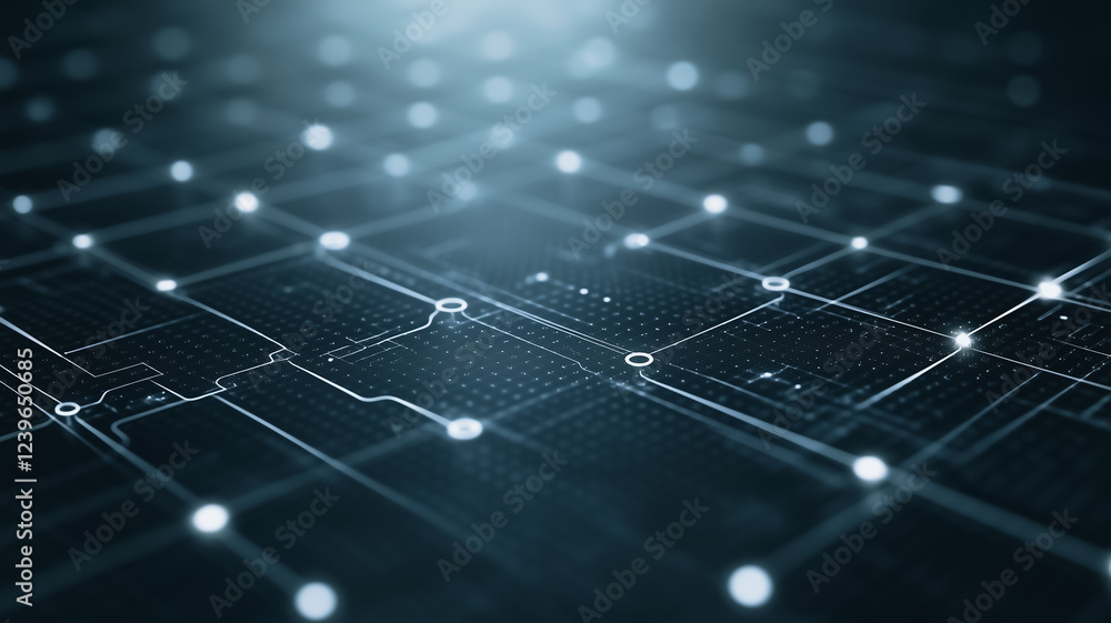 Poster abstract digital network: a futuristic and stylized representation of a digital network, with glowin