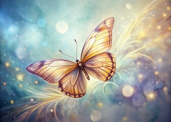 Delicate Wings in Flight: Surreal Sketch of a Fluttering Butterfly