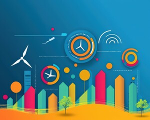 Obraz premium A vibrant infographic showing energy consumption reductions.