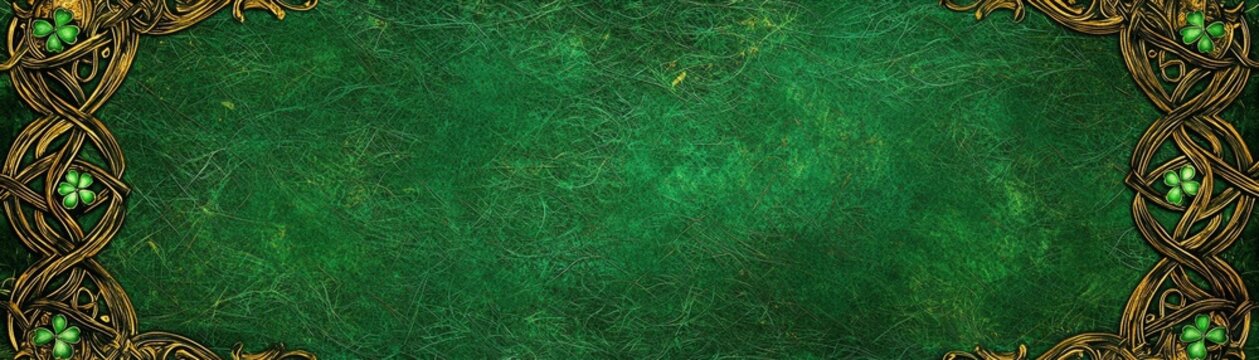 Elegant Green Celtic Knot Border Design with Shamrocks St. Patrick's DayBackground