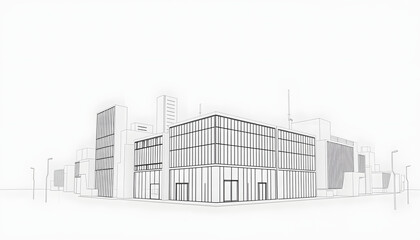 Obraz premium Seamless design abstract urban building line drawing. 3D illustration linear drawing. Architecture modern abstract background , with white tonespng
