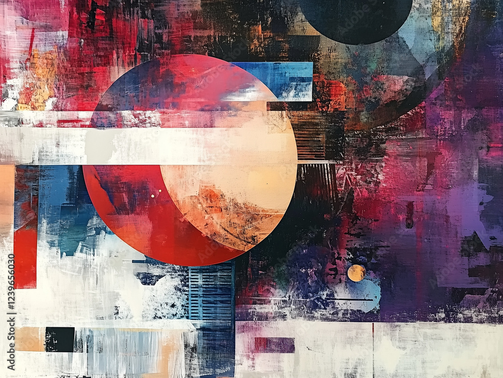 Poster abstract technology background showcases a fusion of media technology in space, incorporating mixed 