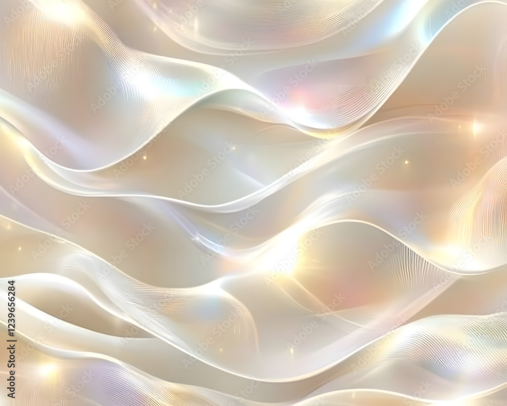 Poster abstract iridescent wave pattern with glimmering lights