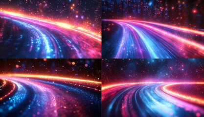 Neon Glowing Abstract Background with Dynamic Lines