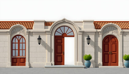 Fototapeta premium Elements of architecture , front door background , vector ,illustration , with white tonespng