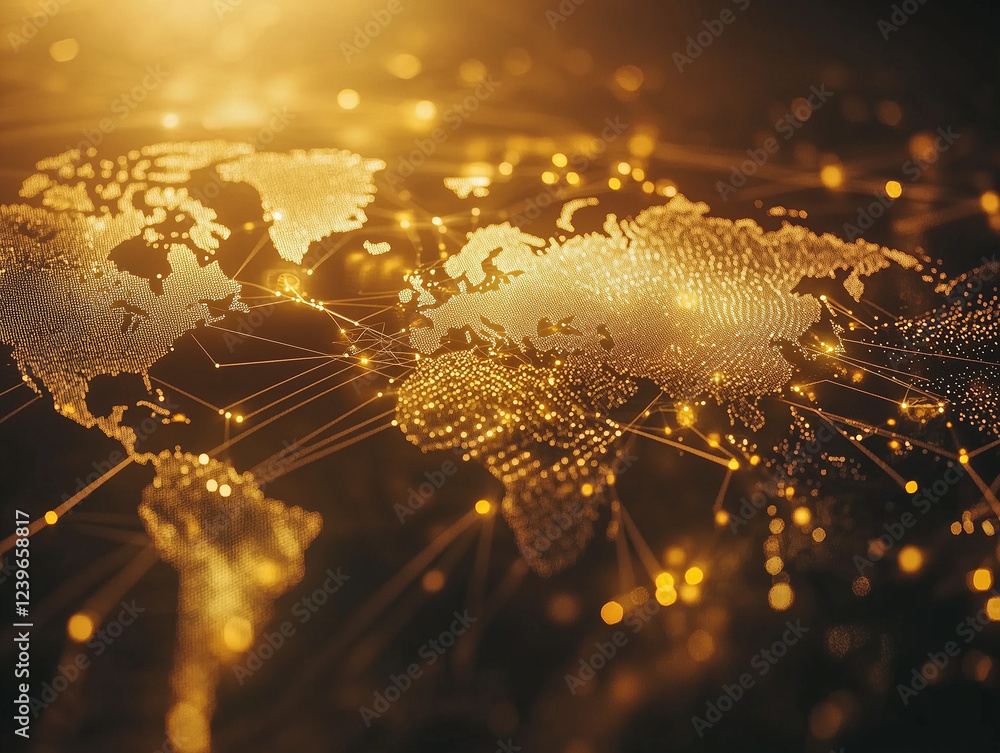 Aufkleber abstract technology background illustrates interconnectedness of world through digital networks, sym