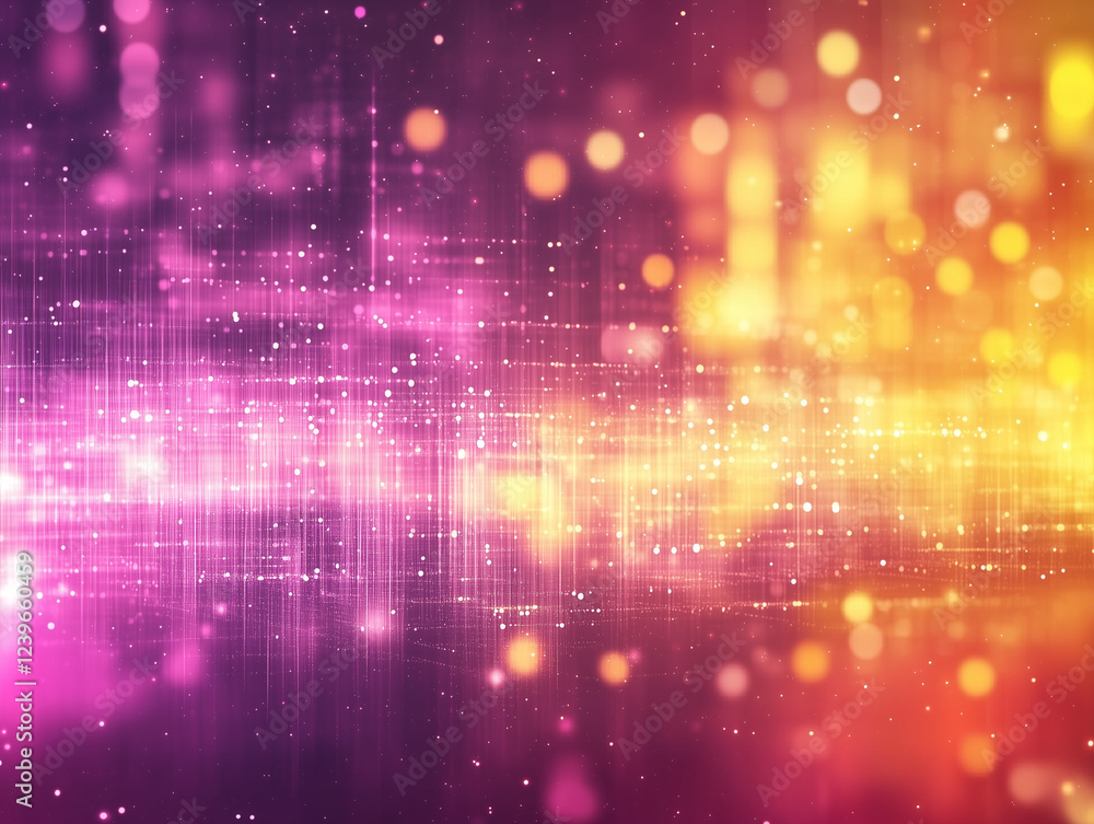 Poster abstract technology background features a vibrant array of geometric shapes arranged in a mesmerizin
