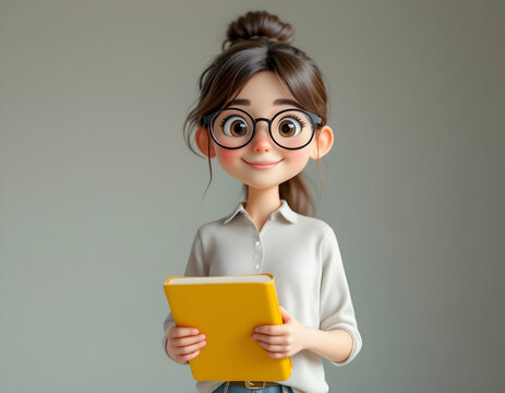 3D Cartoon Female Teacher Character – Generative AI Cute and Friendly Teacher on Transparent Background, Classroom Style.
