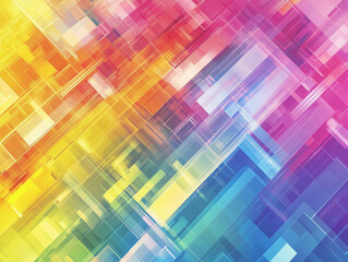abstract technology background features a vibrant array of geometric shapes arranged in a mesmerizing pattern, showcasing a full spectrum of rainbow colors that create a visually stunning and dynamic