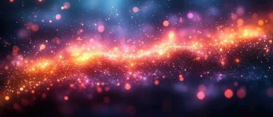 Obraz premium Vibrant cosmic landscape with glowing particles and colors