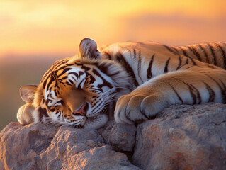 Sleeping Tiger at Sunset