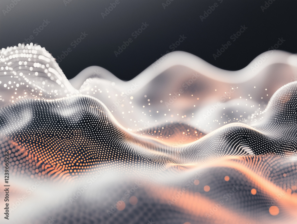 Poster abstract technology background features a striking blend of white and gray gradients, complemented b