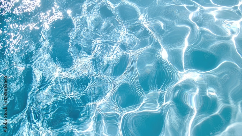 Poster A stunning high-angle view of pool water on a sunny day, where ripples and reflections create an abstract and tranquil visual symphony.