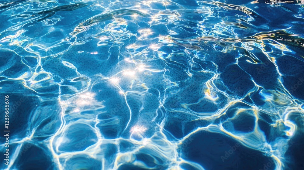 Poster A stunning high-angle view of pool water on a sunny day, where ripples and reflections create an abstract and tranquil visual symphony.