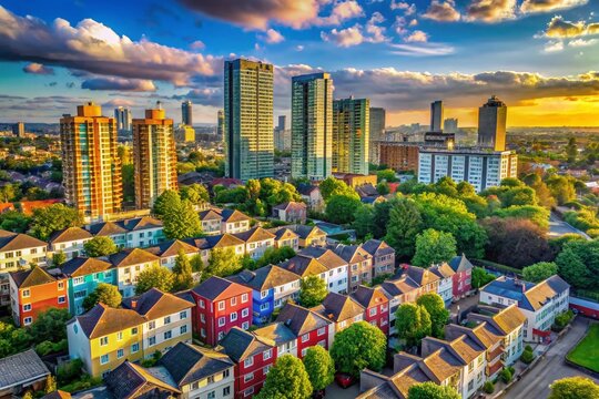 East Croydon Upward View: Multi-Story Buildings to Suburban Housing, London, UK