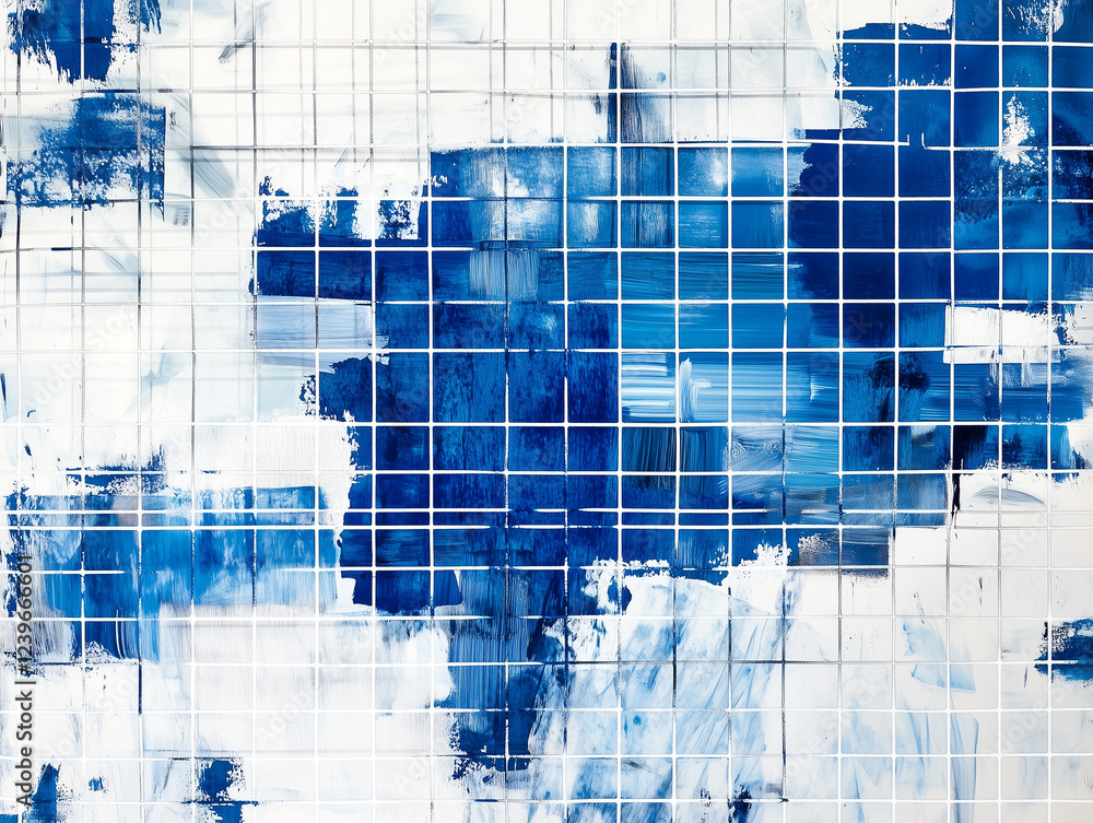 Poster abstract technology background features a striking combination of white markers and blue flickering 