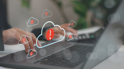 Cloud Data Alert Notification on Handheld Devices, Showcasing Security Management, Cyber Risk Prevention, and Digital Connectivity for Real-Time Protection in Business Operations. © CL STOCK