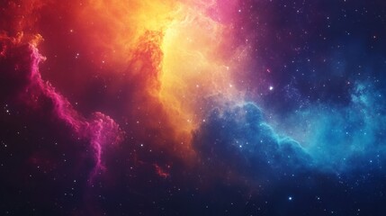 Naklejka premium Colorful nebula in deep space with vibrant hues and cosmic dust creating a beautiful galactic view. Generative AI