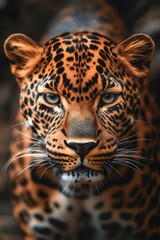 Obraz premium A close-up of a young leopard's face, expressing curiosity or alertness.