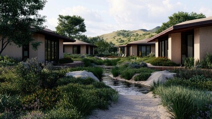 Serene Community of Modern Eco-Houses Surrounded by Nature