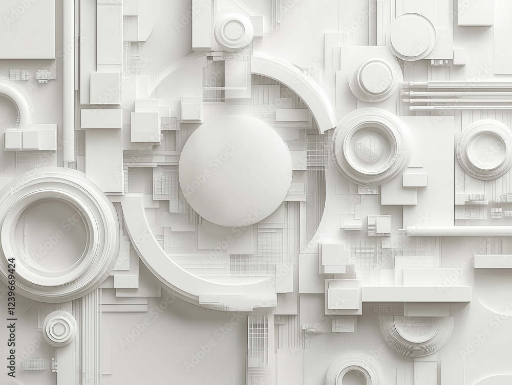Poster abstract technology background features a striking combination of white and gray hues, adorned with 
