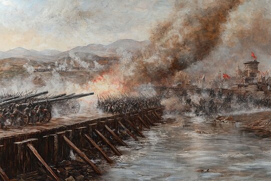 In the final offensive against Constantinople, a gigantic siege cannon was deployed