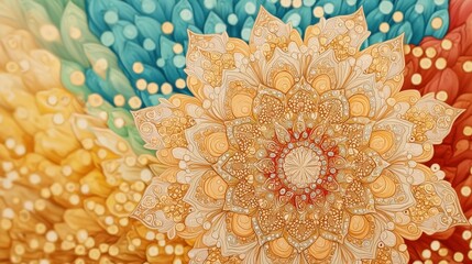 Vibrant Intricate Mandala Flower Design with Bright Colors