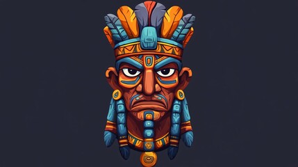 Tribal Man with Medicine Tablet Cartoon Mascot for Medical, Healthcare, and Pharmaceutical Concepts