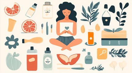 Self-Care Icon Collection: Vector Illustration for Personal Wellness, Health, and Relaxation