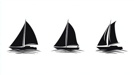 Three Sailboats on the Ocean Waves