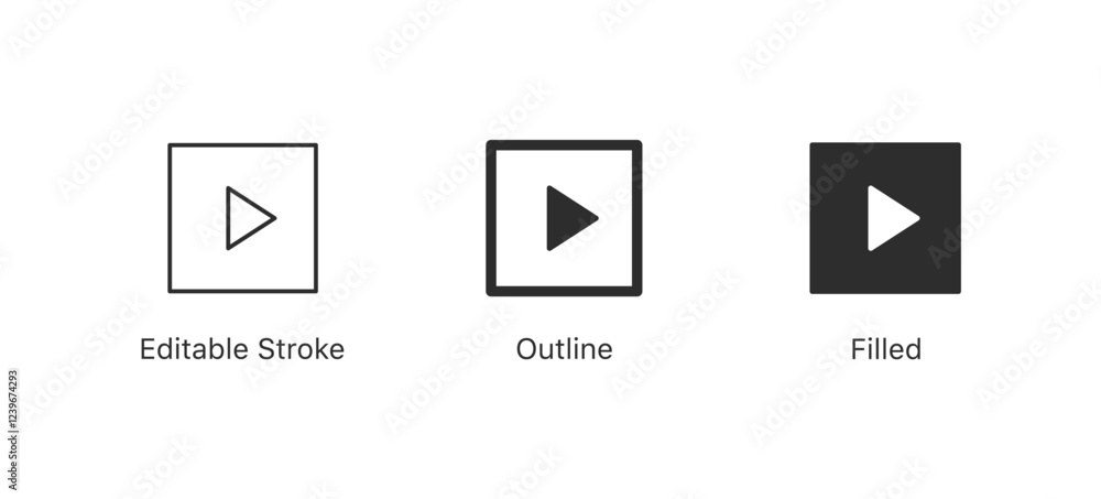 Poster playlist icon . play icon . play button, play video audio icon media player symbols in flat style ( 