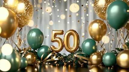Elegant 50th Birthday Celebration with Gold and Green Decor