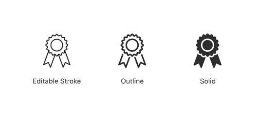 award icon symbol, premium quality icon sign - medal, prize, badge, ribbon. web vector icon | editable stroke, outline, solid in flat style