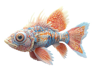 Elaborate 3D Fish Design with Imaginative Patterns and Details