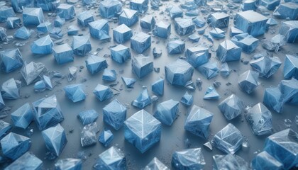 Blue ice background with intricate geometric designs in shades of frosty blue,  design,  color,  background