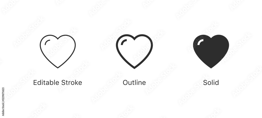 Poster heart icon set. add to favorite icon heart love icon button - save icon symbol - love like icon butt