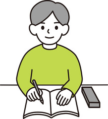 勉強する若い男性　シンプル