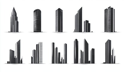 Vector icon of skyscrapers for real estate logo design, vector illustration on a white background