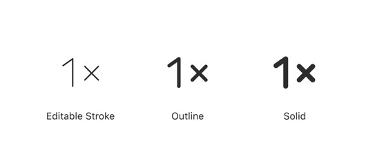 speed video 1x icon symbol, fast video, audio icons in editable stroke, outline, solid styles for playback controls and media player interfaces