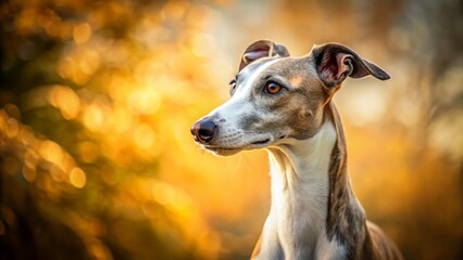 Elegant Whippet Dog Posing Left, Copy Space for Text - Stock Photo