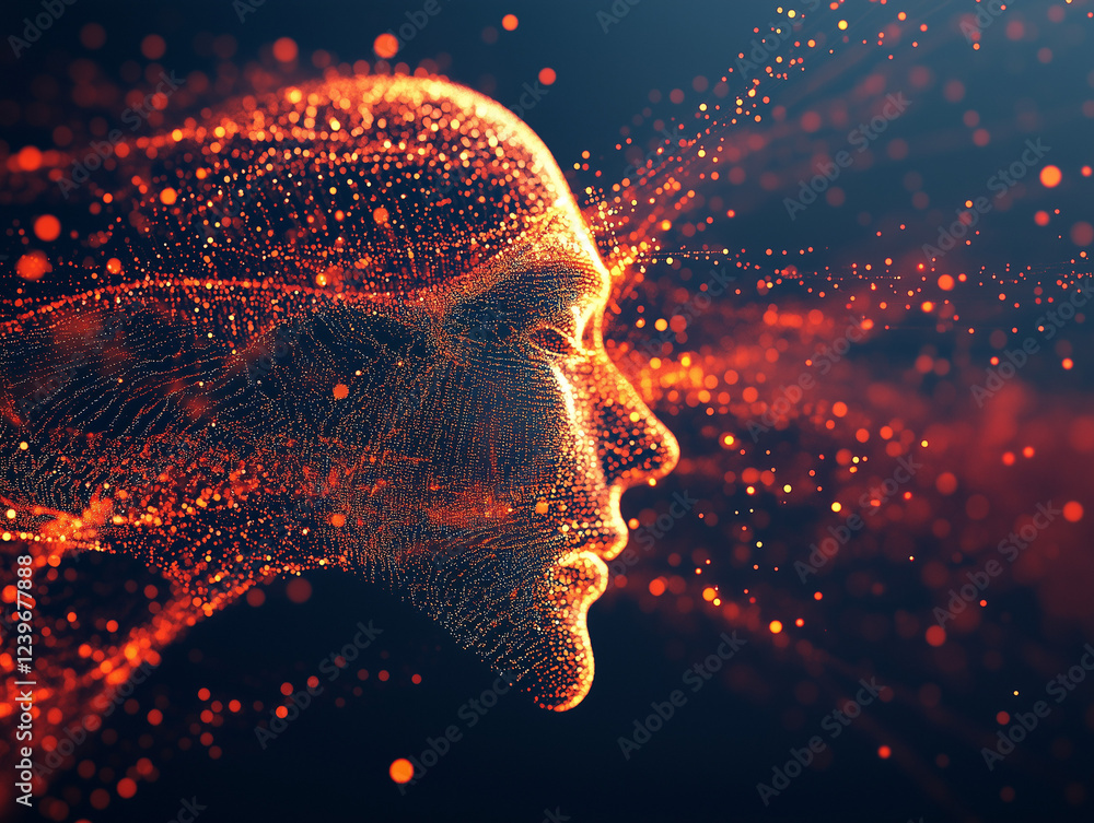 Fototapete abstract technology background with digital cyber space particles creates a dynamic and futuristic h