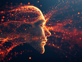 Abstract technology background with digital cyber space particles creates a dynamic and futuristic head up display and user interface element, offering a visually captivating and immersive experience