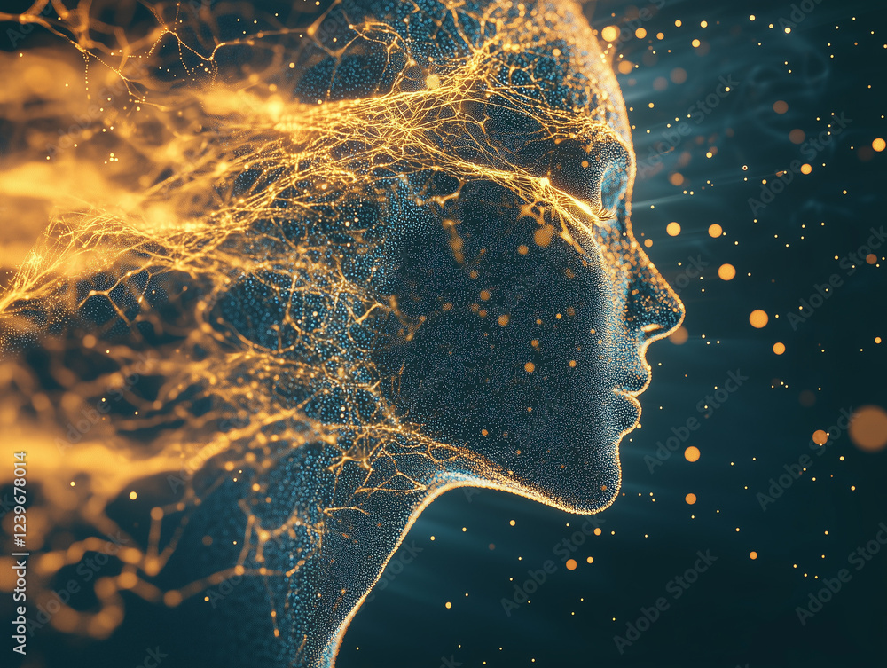 Fototapete abstract technology background with digital cyber space particles creates a dynamic and futuristic h